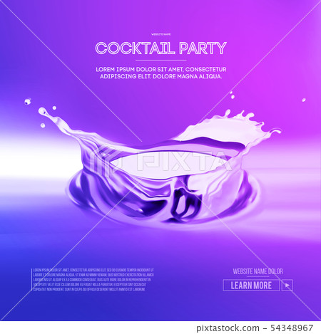 Cocktails drinks. Cocktail with splashes and lemon on dark background. Party club entertainment 54348967