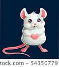The cute white mouse on dark blue background 54350779