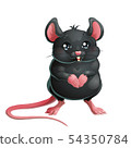 The cute black mouse on white background 54350784