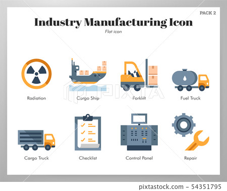 Industry manufacturing icons flat pack - Stock Illustration [54351795 ...