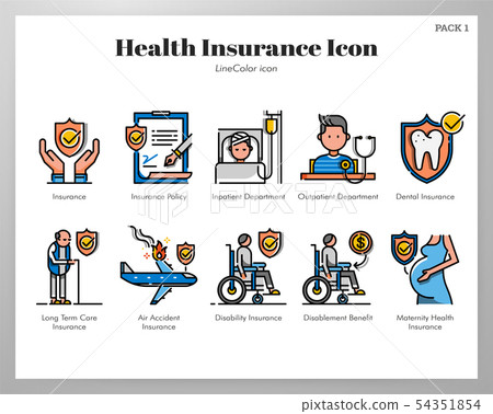 Health insurance icons LineColor pack 54351854