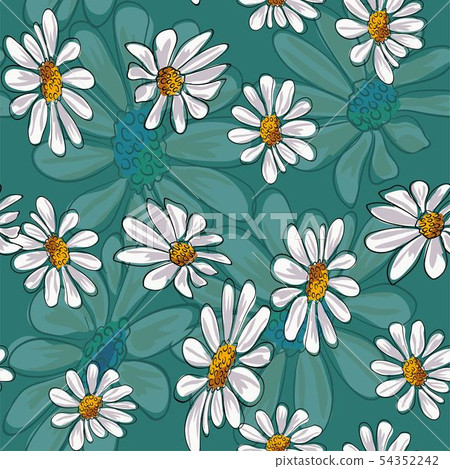Chamomile flowers seamless pattern vector - Stock Illustration ...