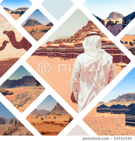 Collage of  Wadi Rum Desert - Red Desert ( Jordan 54352540
