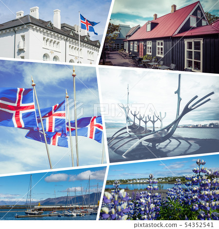 Collage of  Reykjavik - Iceland - travel 54352541
