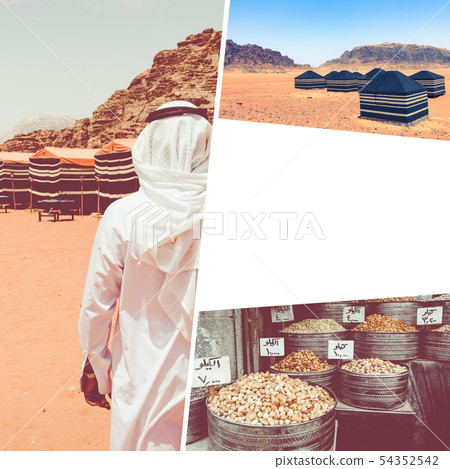 Collage of  Wadi Rum Desert - Red Desert ( Jordan 54352542