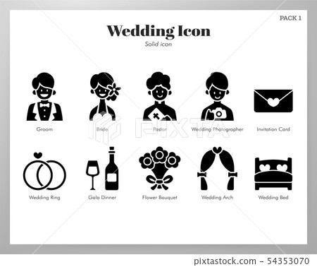 Wedding icons Solid pack 54353070