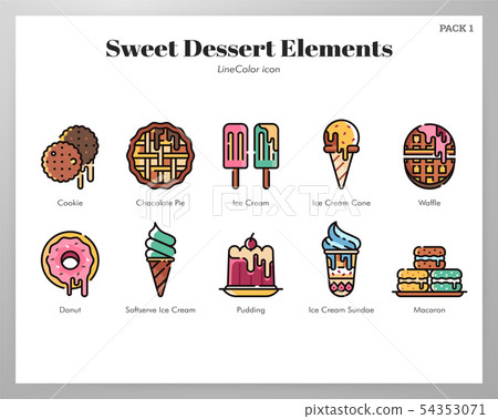 Sweet dessert elements LineColor pack Sweet dessert elements LineColor pack 54353071
