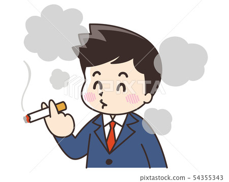 A businessman smoking a cigarette A businessman smoking a cigarette 54355343
