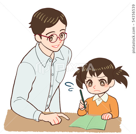 Teacher and child teaching Teacher and child teaching 54356539