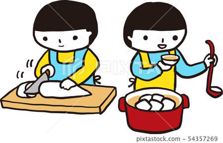 烹飪兒童矢量Aokiirokun 54357269