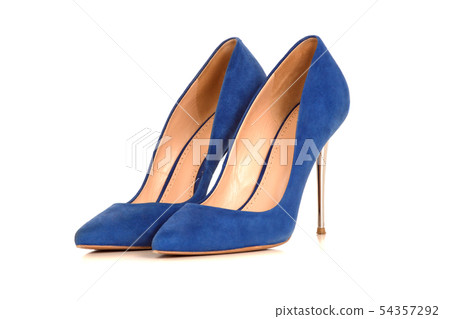 Blue summer woman Shoe isolated in white background 54357292