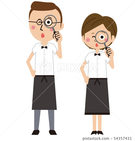 Pop restaurant waiters and waitress admire Pop restaurant waiters and waitress admire 54357431