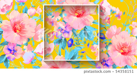 Elegant watercolor beautiful peony flower and rose flower illustration 54358151