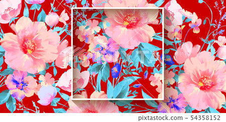 Elegant watercolor beautiful peony flower and rose flower illustration Elegant watercolor beautiful peony flower and rose flower illustration 54358152