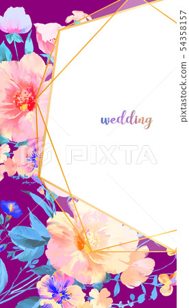 優雅的水彩美麗的牡丹花和玫瑰花花卉插畫 54358157