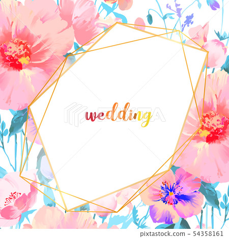 Elegant watercolor beautiful peony flower and rose flower illustration Elegant watercolor beautiful peony flower and rose flower illustration 54358161