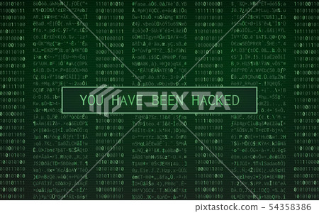 Green color of binary code "you have been hacked" 54358386