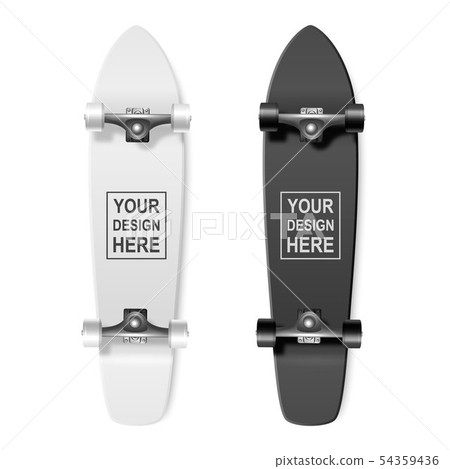 Skateboarding. Vector Realistic 3d Render Blank White and Black Skateboard Icon Set Closeup Isolated Skateboarding. Vector Realistic 3d Render Blank White and Black Skateboard Icon Set Closeup Isolated 54359436