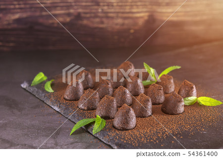Chocolate truffles powdered with cocoa Chocolate truffles powdered with cocoa 54361400