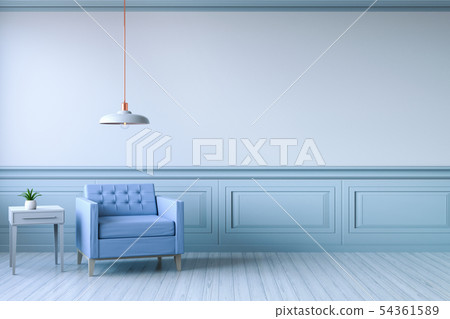 Minimalist blue room modern interior Minimalist blue room modern interior 54361589