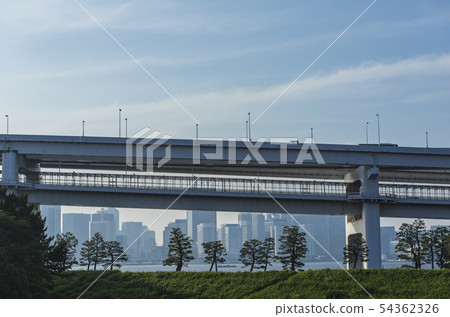 Tokyo Odaiba Tokyo Bayside Buildings Over Rainbow Bridge Tokyo Odaiba Tokyo Bayside Buildings Over Rainbow Bridge 54362326