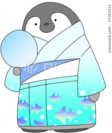 Cute penguin chicks (blue uniform yukata) 54362812