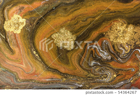 Bronze and gold marbling pattern. Golden marble liquid texture. Bronze and gold marbling pattern. Golden marble liquid texture. 54364267