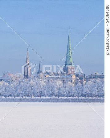 Winter skyline of Latvian capital city Riga Old town 54364586