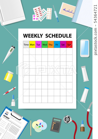 Weekly Schedule on the medical table vector 54364721