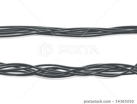 Bunch of black USB or computer connection wires twisted together in a line Bunch of black USB or computer connection wires twisted together in a line 54365050