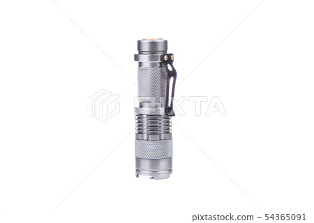 Pocket flashlight in a metal case on white 54365091