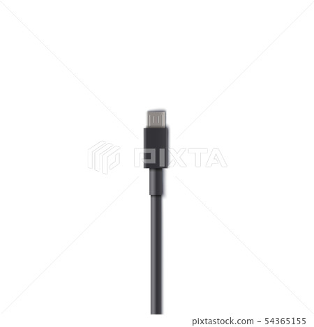 USB cable mini B plug part, standard computer data transfer wire isolated on white background USB cable mini B plug part, standard computer data transfer wire isolated on white background 54365155