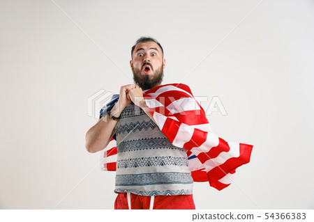 Young man with the flag of United States of America 54366383