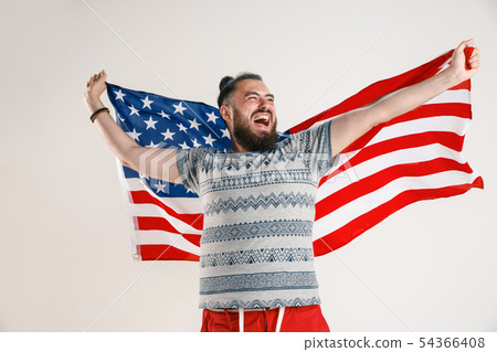 Young man with the flag of United States of America Young man with the flag of United States of America 54366408