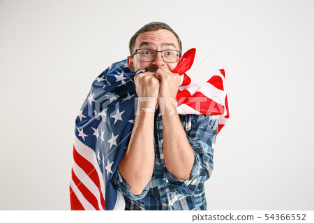 Young man with the flag of United States of America Young man with the flag of United States of America 54366552