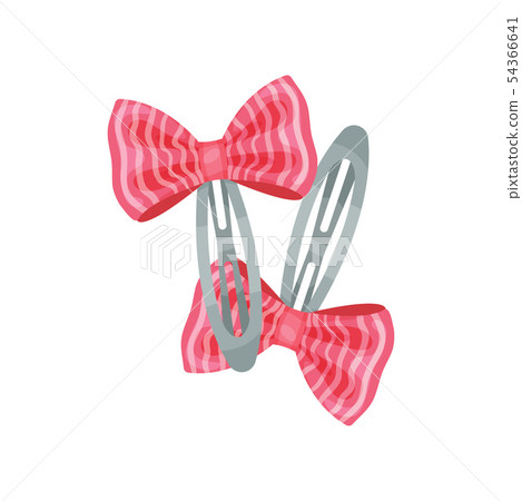 Two gray metal hairpins with decoration. Vector illustration on white background. Two gray metal hairpins with decoration. Vector illustration on white background. 54366641