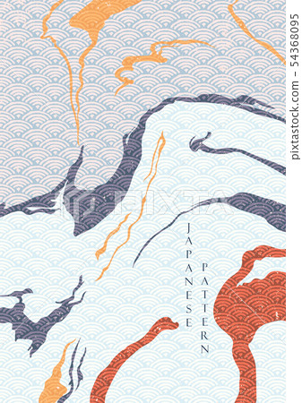 Artistic color background with Japanese wave  54368095