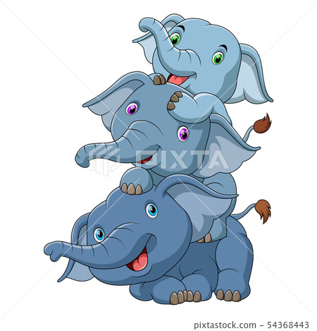 three cute baby elephant 54368443