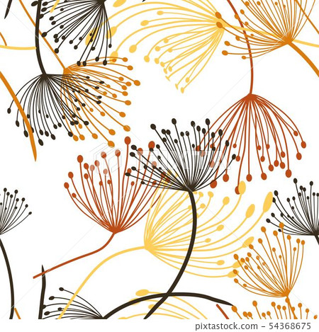 seamless pattern. Flying of dandelion seeds. 54368675