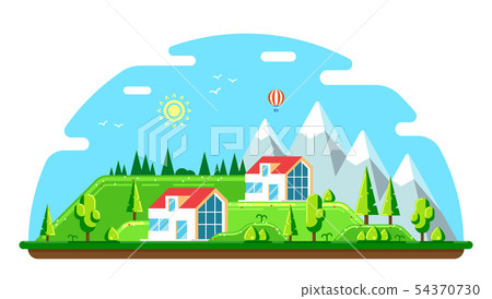 Landscape with houses 54370730