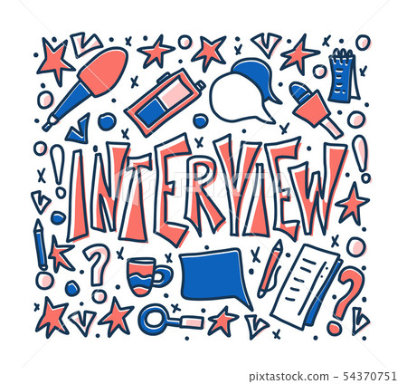 Interview design poster. Vector text with signs. Interview design poster. Vector text with signs. 54370751