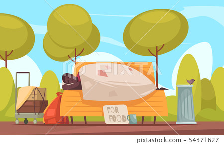 Homeless Poor Flat Banner  54371627