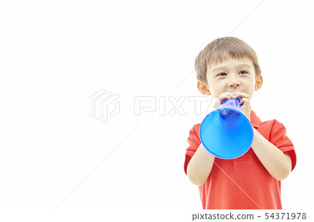Children, kids, loudspeaker, megaphone, cheering, world cup Children, kids, loudspeaker, megaphone, cheering, world cup 54371978
