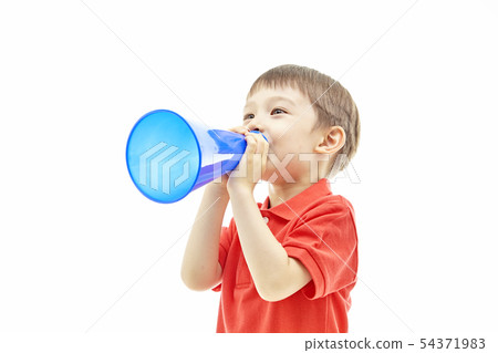 Children, kids, loudspeaker, megaphone, cheering, world cup Children, kids, loudspeaker, megaphone, cheering, world cup 54371983