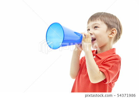 Children, kids, loudspeaker, megaphone, cheering, world cup Children, kids, loudspeaker, megaphone, cheering, world cup 54371986