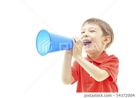 Children, kids, loudspeaker, megaphone, cheering, world cup Children, kids, loudspeaker, megaphone, cheering, world cup 54372004