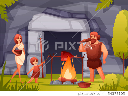 Caveman Family Flat Composition Caveman Family Flat Composition 54372105