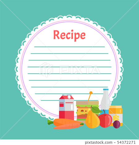 Clean Recipe Decorated by Fruit and Bottle Vector Clean Recipe Decorated by Fruit and Bottle Vector 54372271