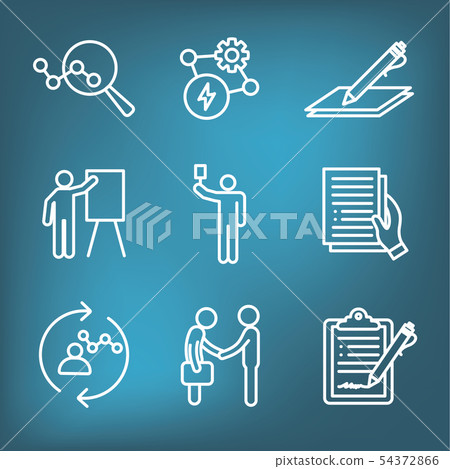 New Business Process Icon Set with Bidding New Business Process Icon Set with Bidding 54372866