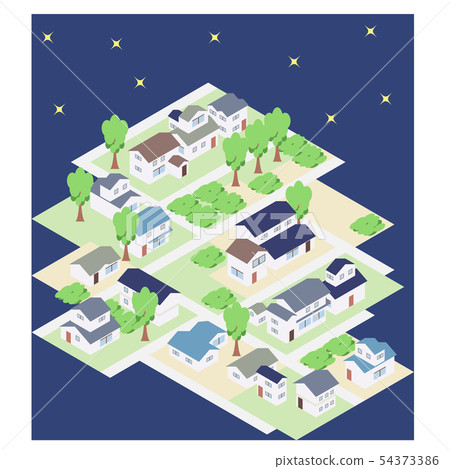 Simple roof city (starry sky) 54373386